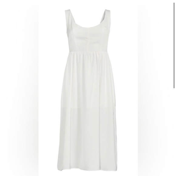 WeWoreWhat Dresses & Skirts - WeWoreWhat Corset square neck bodice satin charmeuse Whisper White MIDI dress‎
